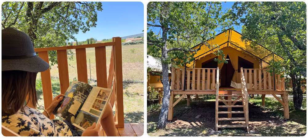 Beau bungalow toilé au camping les Chênes Blancs